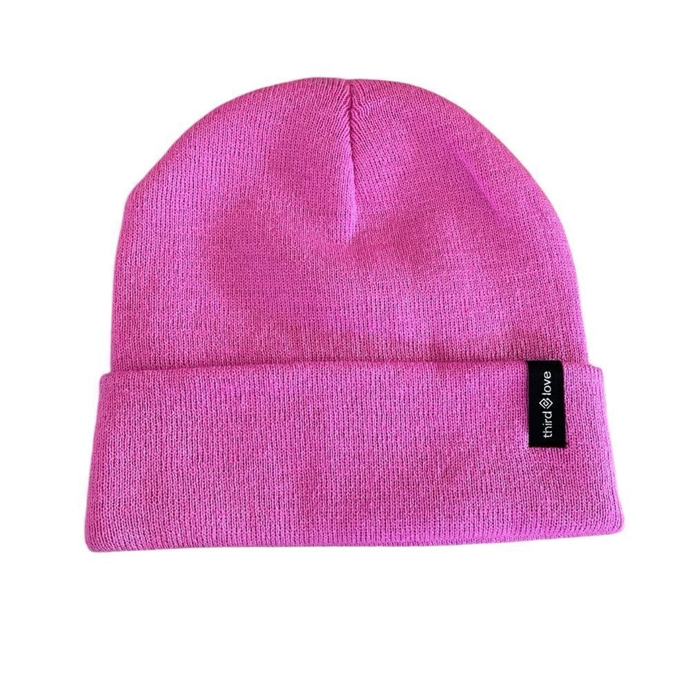 ThirdLove Orchid Pink Knit Cuffed Beanie Hat Women Pink Soft Girl Streetwear NEW